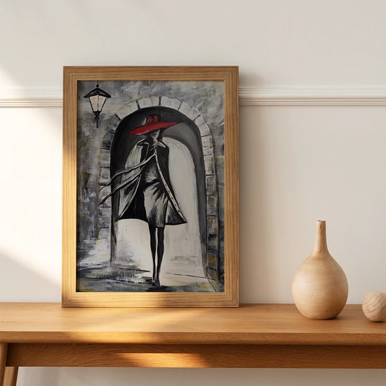 Kapualjban - olajfestmény faroston 40x50 cm