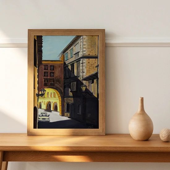 Óváros - olajfestmény faroston 40x50 cm