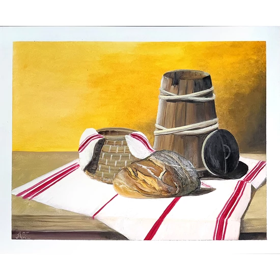 Ropogós kenyér - olajfestmény faroston 50x40 cm