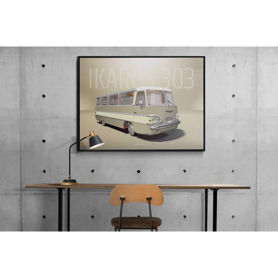 Ikarus 303 busz poszter khaki