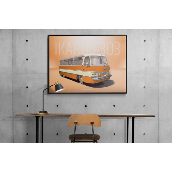 Ikarus 303 busz poszter narancs