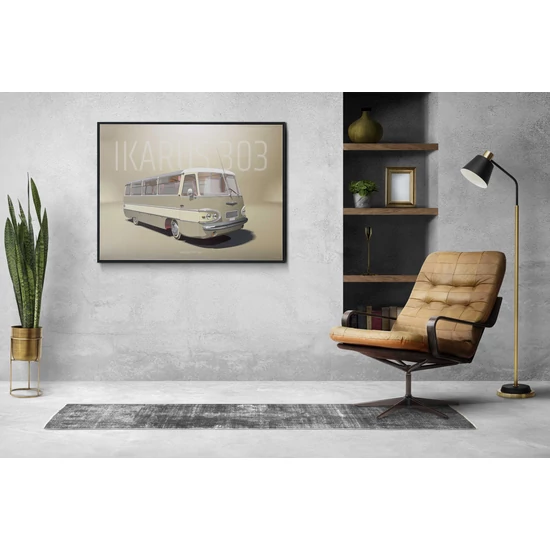 Ikarus 303 busz poszter khaki